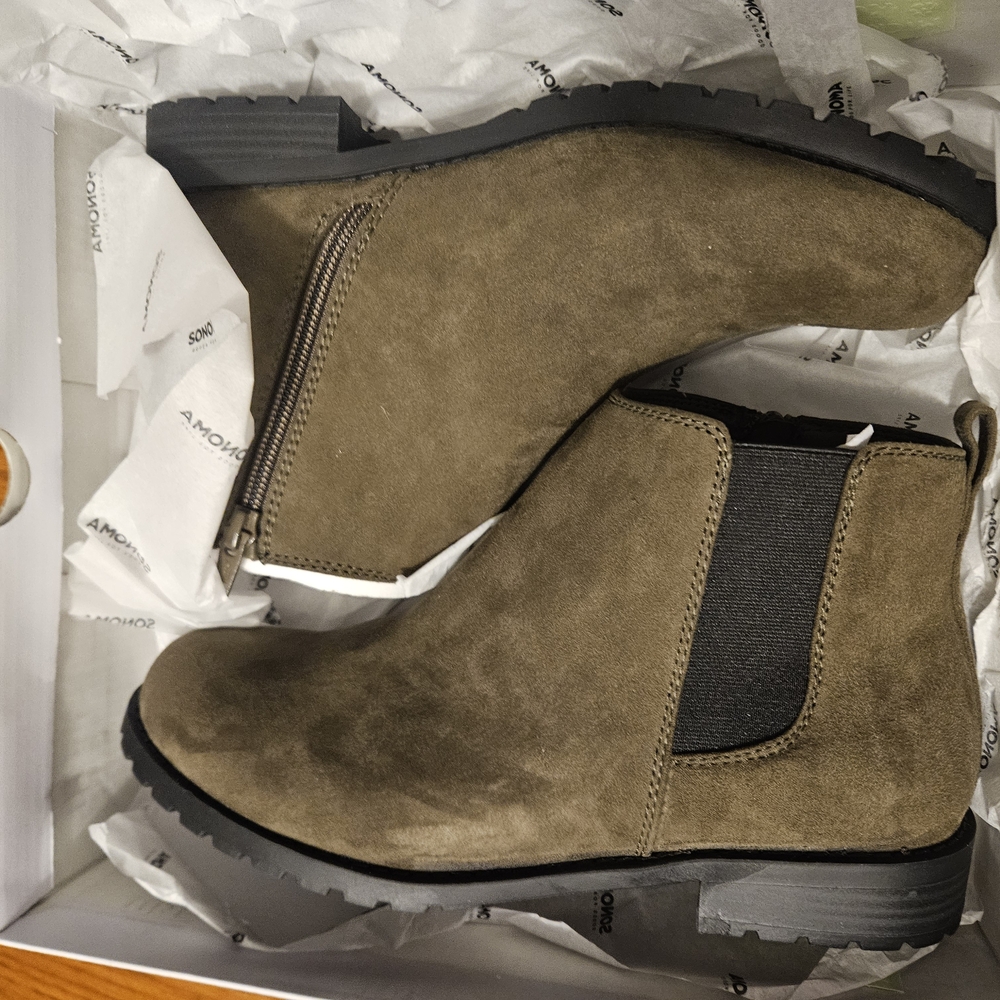 Suede Ankle Boots with Side Zipper